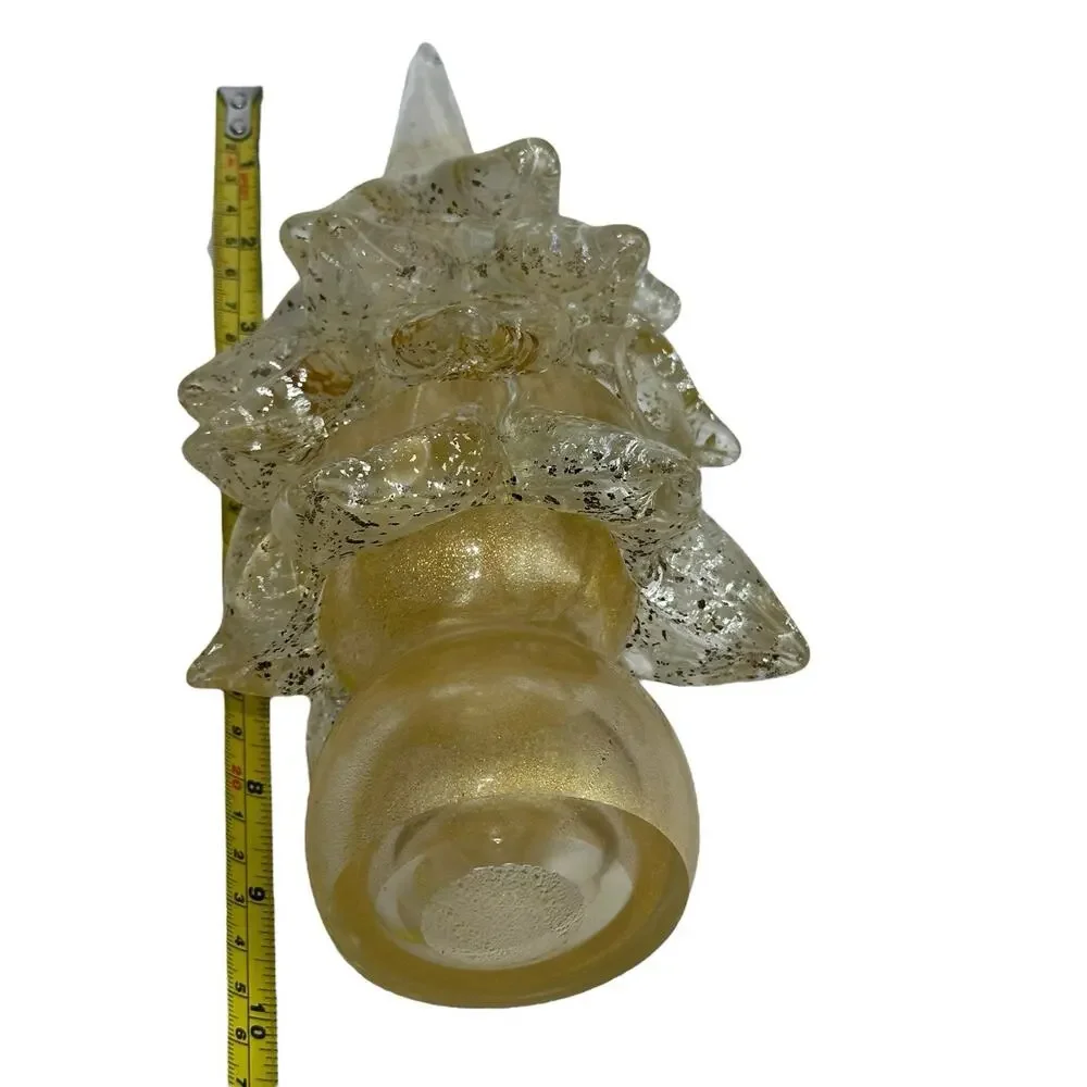 Vintage Murano Art Glass Gold Specks Christmas Tree Home Decor Sculpture 10 In.